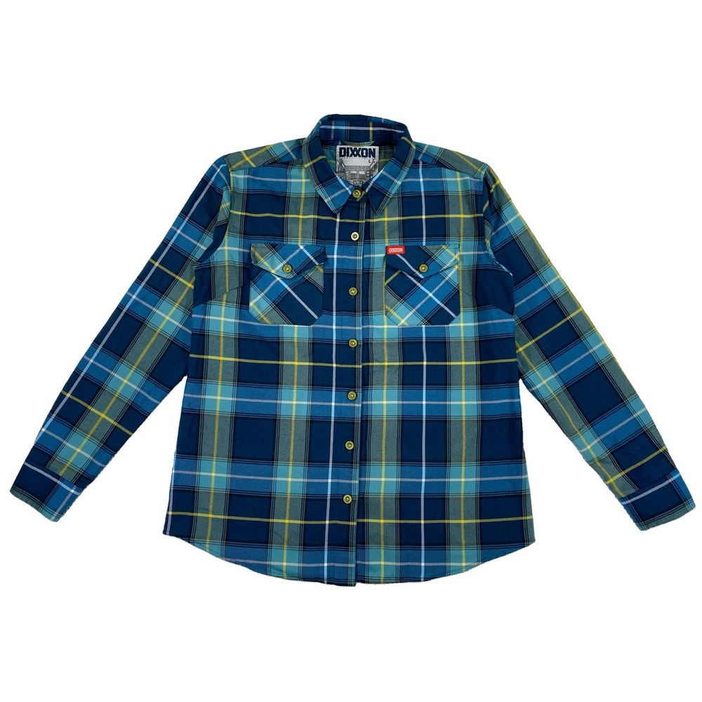 Dixxon The Complex Flannel Button Up Shirt Women's Large Blue Plaid